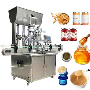 Automatic 4 Heads Face Beauty Cream High Viscosity Chilli Paste Fruit Jam Filling Machine For Filling Jam In Jars