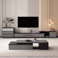 Meuble d'appoint gris de luxe, table basse en bois, ensemble de meubles pour salon, meuble TV sur pied