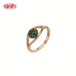 แหวนทองชุบ 18K วินเทจจากโรงงานโดยตรง ประดับเพทายสีเขียวทรงกลม สำหรับผู้หญิง ของขวัญนำโชค เครื่องประดับ - Product Image 5