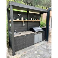 Meuble de cuisine extérieur moderne en acier inoxydable pour abri de barbecue avec mobilier de maison de piscine pour l'extérieur