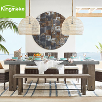 Usine en Chine Mobilier d'extérieur moderne pour patio Dessus de table en ciment pour restaurant avec chaises en rotin Ensemble de salle à manger