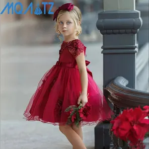 MQATZ Nouvelle Arrivée robe de soirée pour enfants à épaules dénudées Robe de bal de mariage à fleurs L5057