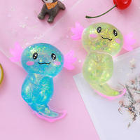 Axolotl Weiches Gummi-Salamander Quetschspielzeug Glitzer Fidget Toys Handliches Angstlinderungs-Spielzeug in Sitzhaltung Langsam Aufsteigendes Stressabbau-Produkt