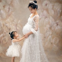 Robe de mariée sirène ajustée pour femme enceinte, tenues assorties mère et fille, robe longue de grossesse pour séance photo, robes de baby shower
