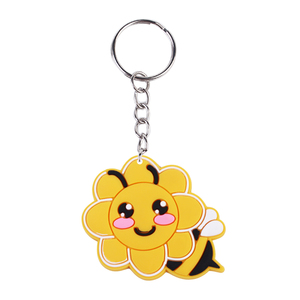 Nueva llegada llaveros de goma de PVC lindo diseño de Abeja De fábrica al por mayor personalizado 2D/3D forma de logotipo llaveros para el estilo de organización clave - Product Image 3