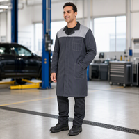 Blouse de travail personnalisée à blocs de couleur, manches longues, longueur genou, vêtement de travail industriel, patte de boutonnage dissimulée, uniforme pour technicien d'atelier d'usine