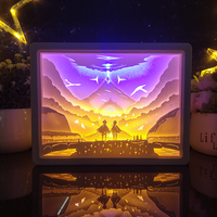 Lampe de nuit LED en acrylique, illusion 3D en papier découpé, lampe RGB 16 couleurs, télécommande tactile, USB, lumière de bureau à intensité variable