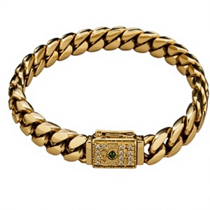 Orelia Iuxe Oreliya 31, Conjunto de Joyería Chapada en Oro de 18K, Collar y Pulsera con Incrustaciones de Concha, Estilo Hip Hop, Accesorios de Moda Unisex, Regalo para Fiestas - Product Image 3
