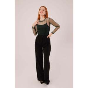Wholesale Transparent Green <b>Tulle</b> Blouse for Ladies <b>Embroidered</b> Floral Pattern Asymmetrical Collar Silk Free XL Options Formal - Product Image 4
