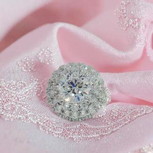 18K Gold Exaggerated Luxury Women's Ring Customizable Center <b>Stone</b> Cultured Diamond Halo Wedding Engagement Party Gift Prong - Product Image 2