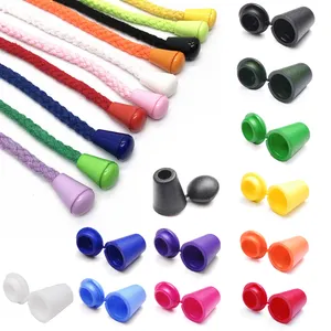 Plastic Cord Ends Bell Stopper With Lid Lock Toggle Clip Paracord Sportswear Shoelace Rope Clamp Clothes Bag Accessory Colorful