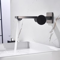 Robinet de lavabo encastré moderne en laiton avec cartouche céramique, mitigeur mural eau chaude et froide pour centre commercial et bureau