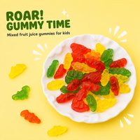 Bonbons gélifiés 3D dinosaures aux saveurs de fruits mélangées, vente en gros, collations pour enfants, étiquette privée personnalisée
