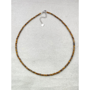 Gargantilla de Cuentas de Ojo de Tigre, Joyería Delicada con Piedras Preciosas, Cuentas Microfacetadas, Collar de Cristal, Joyería Minimalista, Collar con Piedras Preciosas Pequeñas - Product Image 1