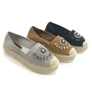 女性Canvdressip on Espadrilles Platform Loa2 Piecestsetoes Rubber with Rhinestoneskirten's Summer Luxurious Privdressesel PU