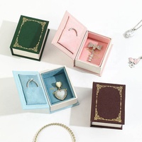 Boîte à bijoux en carton personnalisée avec rangement magnétique, boîte à anneaux en cuir de velours pour mariage, emballage cadeau pour collier et bracelet