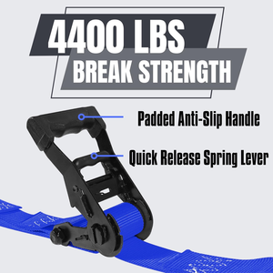 Correas de Amarre con Trinquete de Poliéster/PE de 1.5 Pulgadas, Asas Acolchadas, Ganchos S Recubiertos, Bucle Suave, Capacidad de Ruptura de 1000 kg, Correa de Sujeción de Carga - ¡Gran Oferta! - Product Image 2
