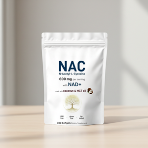 Conception d'étiquettes OEM Acorn Whale <span class=keywords><strong>NAC</strong></span> N-Acétyl-L-Cystéine Gélules Molles <span class=keywords><strong>300</strong></span> Gélules Supplément de Fibres Alimentaires de Qualité Alimentaire pour Femmes - Product Image 1