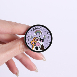 Broches de Esmalte con Diseño de Pata de Gato y Flor Arcoíris, Estilo Orgullo Gato, Joyería al por Mayor - Product Image 4