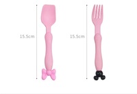 Kevin Ensemble de vaisselle pour bébé en paille de blé, 3 pièces, dessin animé, bleu, rose, blanc, 20x21cm, assiette pour enfants, repas