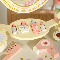 Table de maquillage en bois pour enfants CPC CE 100 cm avec miroir pliant et tabouret, ensemble de meubles de chambre de princesse pour filles, vente en gros de jouets