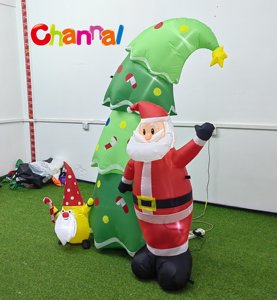 Papá Noel inflable <span class=keywords><strong>de</strong></span> Navidad <span class=keywords><strong>de</strong></span> 8 pies con árboles <span class=keywords><strong>de</strong></span> Navidad, luces LED integradas que explotan la decoración navideña del patio del jardín <span class=keywords><strong>al</strong></span> aire libre - Product Image 2