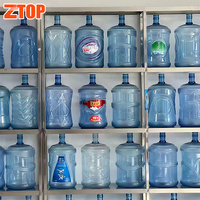 Baril en plastique pour eau minérale de 20 litres (5 gallons) bleu avec poignée, logo personnalisé imprimé en usine