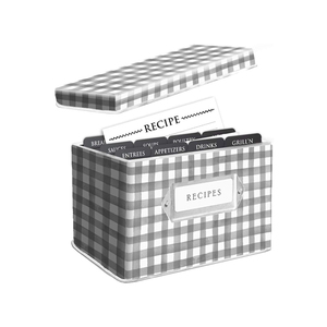 Plaid Metal Recipe Box Recipe Tin Box Card Holder with Recipe Cards 4x6 and Dividers