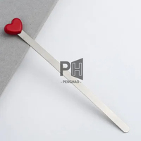 Marque-pages en métal OEM mode simple coeur rouge argenté Marque-page créatif de belle qualité Support de livre assistant de lecture