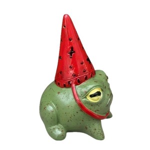 Figurine de grenouille en résine avec chapeau de fête, décoration extérieure, artisanat, décoration d'anniversaire, options chapeau rouge et bleu - Product Image 5
