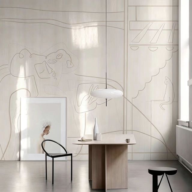 Art Deco Customizable Material Wall Mural Portrait Pattern Wallpaper Modern Neutral Living Room Home Decoration