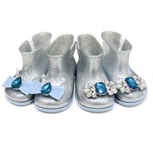 <span class=keywords><strong>Botas</strong></span> <span class=keywords><strong>de</strong></span> Lluvia para Niñas con Personalización a Bajo MOQ, Botines <span class=keywords><strong>de</strong></span> Gelatina con Diamantes Plateados Brillantes - Product Image 3