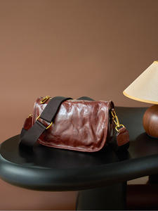 Top Grain Leather Women's Shoulder <b>Crossbody</b> Bag Causal Simple Fashion <b>Purse</b> for Ladies Genuine Leather Sling Bags - Product Image 2