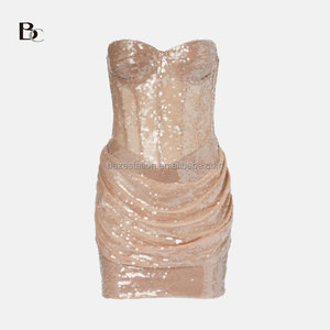 批发Oem/odm豪华鸡尾酒舞会礼服亮片紧身胸衣连衣裙工厂限量版低矮最小起订量50件，适合优雅女性 - Product Image 1