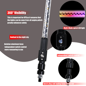 Nuova luce a frusta con interruttore a Led Antenna a spirale caccia fuori strada avvertimento LED frusta luce per RZR Can Am Polaris UTV ATV - Product Image 5