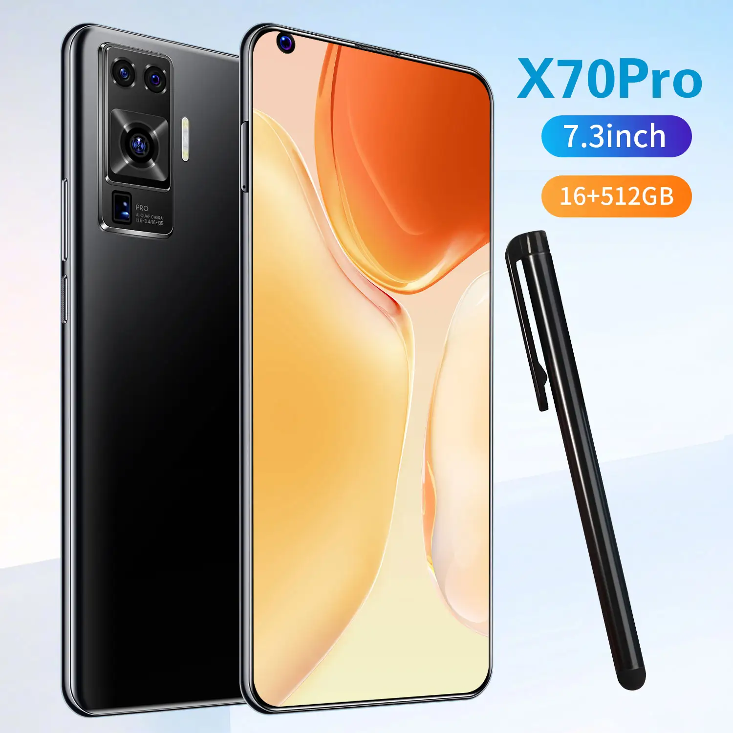 X70Pro ponsel pintar lintas batas Android 10 4G asli perforasi 7.3 layar besar 13 juta piksel (8GB + 256GB)