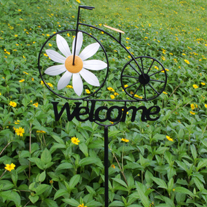 Mot de bienvenue pour la décoration de jardin fer artisanat chrysanthème vélo <span class=keywords><strong>moulin</strong></span> à <span class=keywords><strong>vent</strong></span> plug-in pour la décoration de jardin artisanat en métal pour la décoration intérieure - Product Image 4