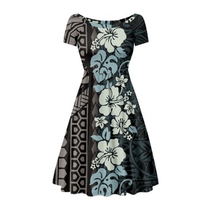 Vendite calde isola del Pacifico abito personalizzato Samoa polinesiano floreale stile Midi Casual girocollo festa taglie forti abito di <span class=keywords><strong>abbigliamento</strong></span> femminile - Product Image 2
