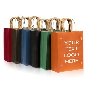 Sacs en papier kraft personnalisés en gros, recyclables, pour le shopping, les vêtements, les cadeaux, les aliments à emporter, avec votre propre logo - Product Image 5