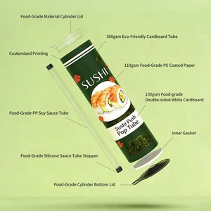 Contenitore in Carta per Sushi con Logo Personalizzato, Tubo Pop-up di Alta Qualità per Alimenti con Scomparto per Salsa di Soia - Product Image 3