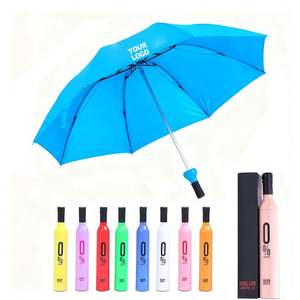Parapluies de voyage pliables en 3 sections pour bouteilles de vin, personnalisables avec logo imprimé - Product Image 1