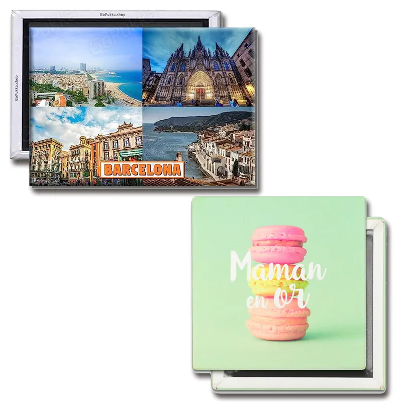 Promozionale personalizzato stampa sublimazione in bianco turismo Souvenir regalo di viaggio decorare magnete frigo per frigo quadrato foto magnete