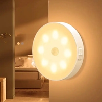 Mini lampe de nuit à LED blanc chaud alimentée par piles AAA en matériau ABS avec capteur de mouvement pour couloir, chambre à coucher, couloir avec détection de présence humaine