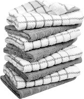 Chiffons à vaisselle en coton de qualité supérieure YSD (12 po x 12 po) Motif à carreaux gris |   Sans peluches |   Très absorbant |   Classique |   Serviette de cuisine