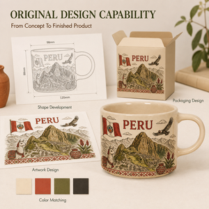 Tazas de Cerámica con Diseño de Alpacas, Bandera Peruana y Cóndor Andino, Taza de Café de Porcelana, Diseño Personalizado, Suministro al por Mayor OEM/ODM - Product Image 2