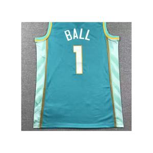 Camisa de Basquete Masculina LaMelo Ball Edição City Teal, Melhor Qualidade, Tamanho Grande, Secagem Rápida, 100% Poliéster, Bordada, Pronta para Envio - Product Image 1