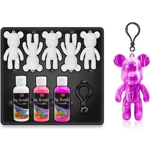 KHY-Kit de pintura acrílica para niños, Set de 30ML de líquido premezclado Diy de pintura de oso para verter