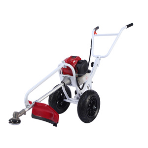 Cortacésped y desbrozadora profesional de gasolina de 2 tiempos y 21V con motor monocilíndrico de 1KW, de empuje manual y dos ruedas para bricolaje. - Product Image 1