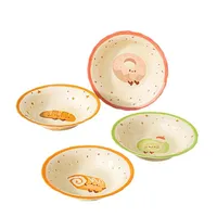 Assiette à fruits en céramique de grande capacité, couleur sous-glaçure créative de haute valeur, motif de dessin animé, va au micro-ondes, vaisselle fraîche et mignonne