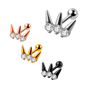 316L thép không gỉ Edgy bộ lạc Punk phong cách piercing đồ trang sức Gothic ba điểm tai đinh tán - Product Image 6